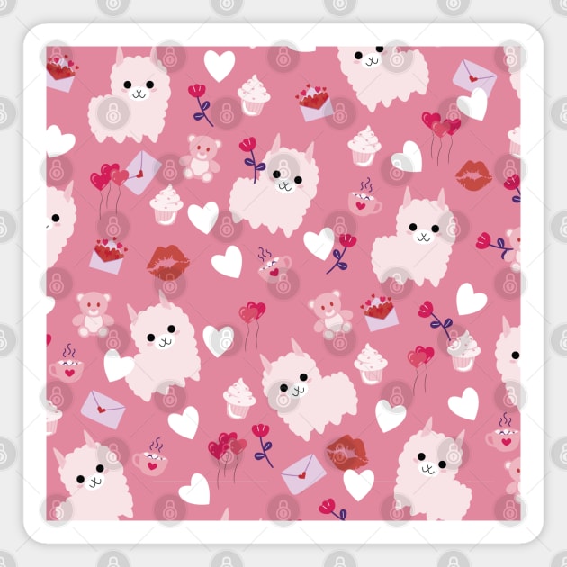 Valentines Kawaii Llama lovecore Magnet by UniFox
